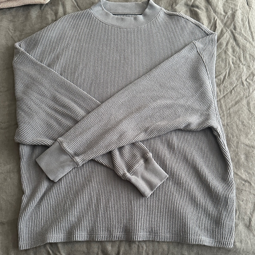 Abercrombie Lounge Long Sleeve Oversized Waffle Tee